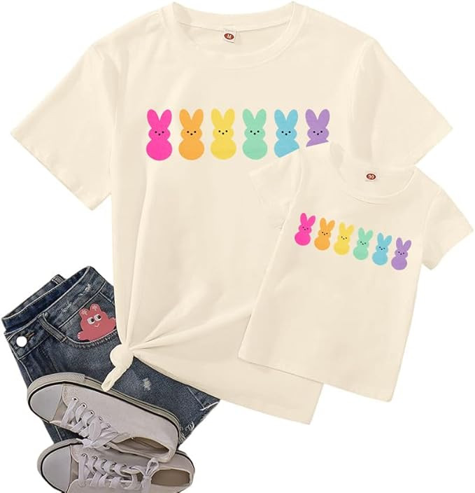 Easter Mama Bunny Baby Bunny Shirt Easter Bunny Peeps Shirt for Women Kids Family Matching Easter... | Amazon (US)