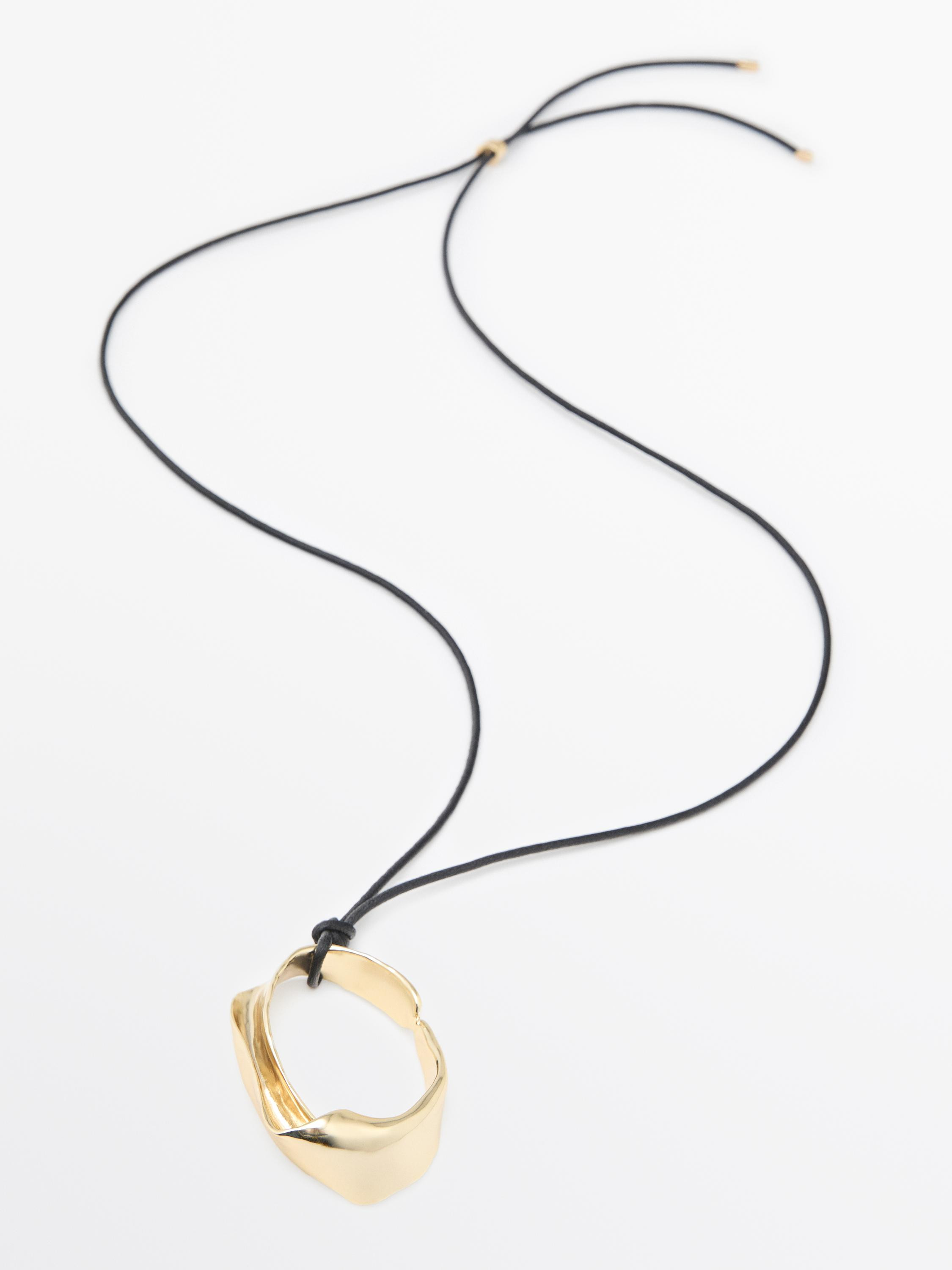 Leather cord necklace with irregular pendant | Massimo Dutti US