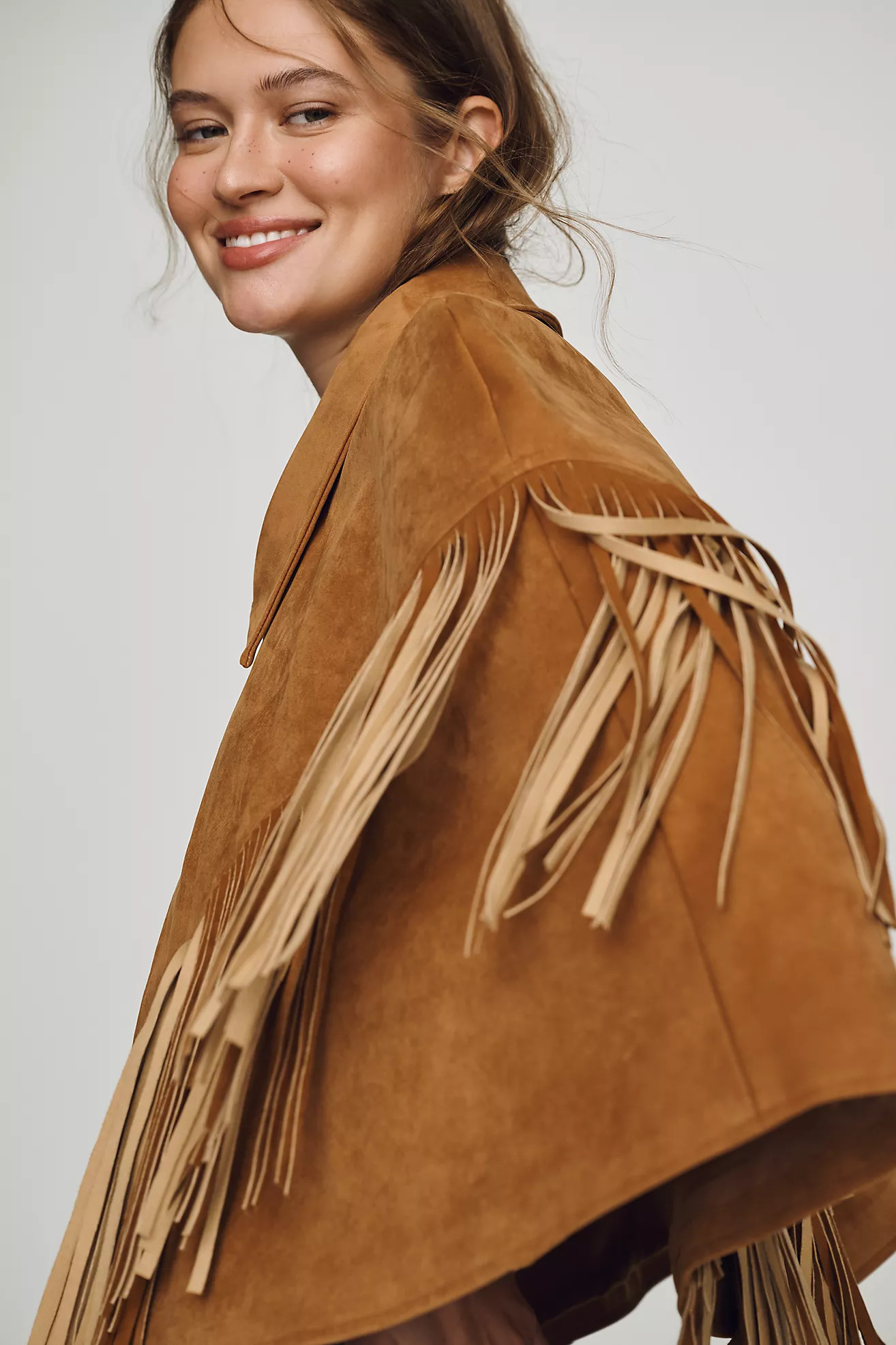 Siempre Fringe Faux-Suede Cape | Anthropologie (US)