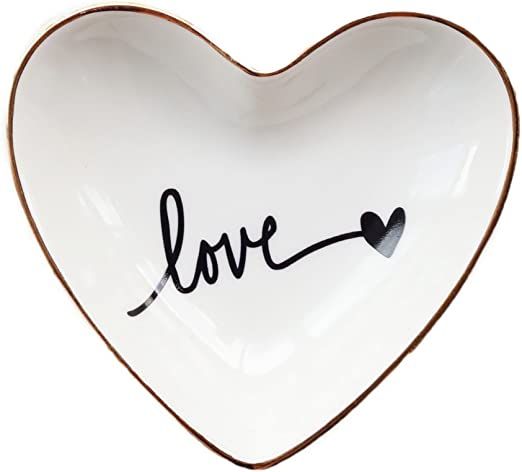 CHOOLD Original Ceramic Heart Shape Ring Dish Holder Jewelry Tray Dish Trinket Holder Jewelry Hol... | Amazon (US)