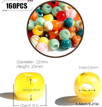 160pcs 12mm Plastics Acrylic Large Hole Cloud Pop Beads Mix Color Large Hole Hair Beads Bracelet ... | Amazon (US)