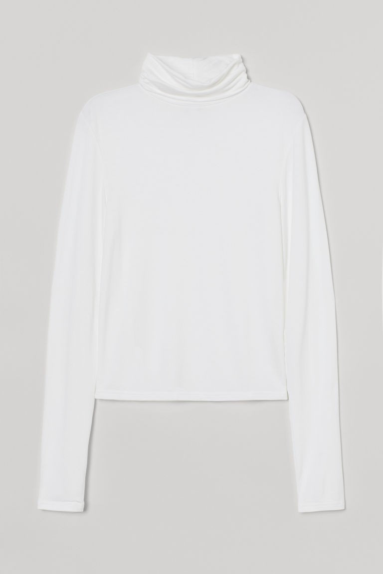 H & M - Short Turtleneck Top - White | H&M (US + CA)