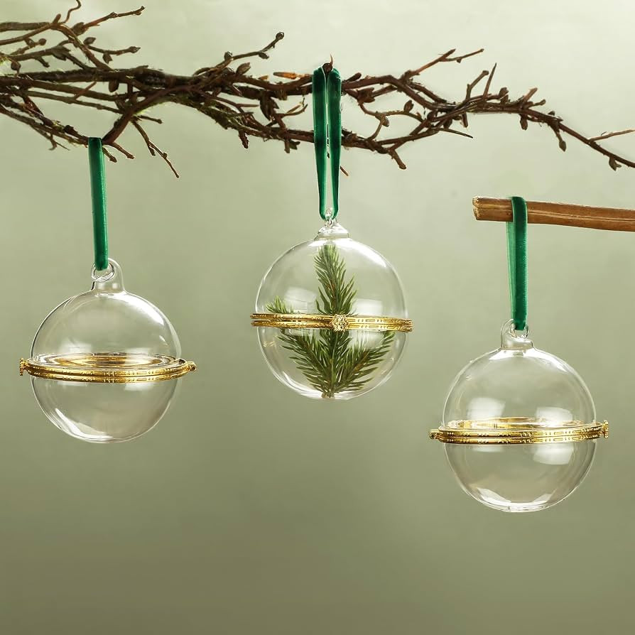6 Pcs Hinged Glass Christmas Tree Ornament Fillable Ornament That Open Orb 3.15inch Clear Glass B... | Amazon (US)
