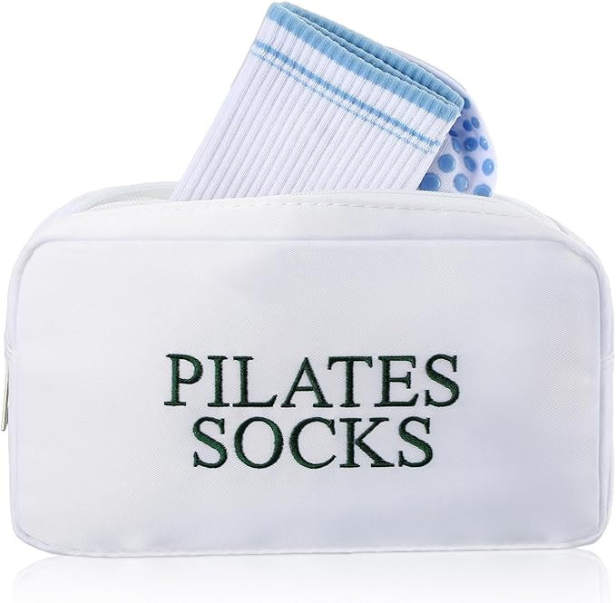 Tallew Pilates Sock Bag for Women Embroidered Nylon Zippered Pouch for Socks Storage 9 x 5'' Pila... | Amazon (US)
