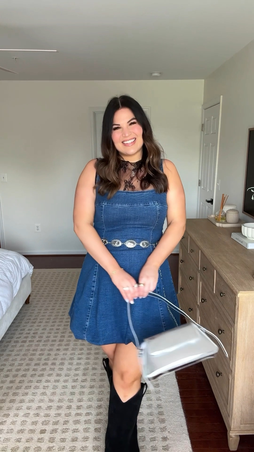 Midsize country concert outfit! I had a lot of comments when I shared this dress last time to add a belt! So I decided to share this bubble hem denim dress one more time (with a belt) but with a country concert in mind! 

Lace top - large 
Denim dress - large tall (medium wash)
Boots - 10
Set from beginning of video - xl (same set as gray in black) 

Country concert outfit, county concert,
Midsize, Nashville outfit, Nashville style, Nashville fashion, midsize, midsize style, midsize fashion, country style 

#LTKSeasonal #LTKMidsize #LTKStyleTip