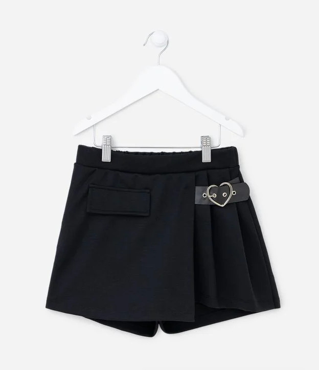 Short Saia Infantil com Fivela de Coração - Tam 5 a 14 anos Preto | Renner (BR)