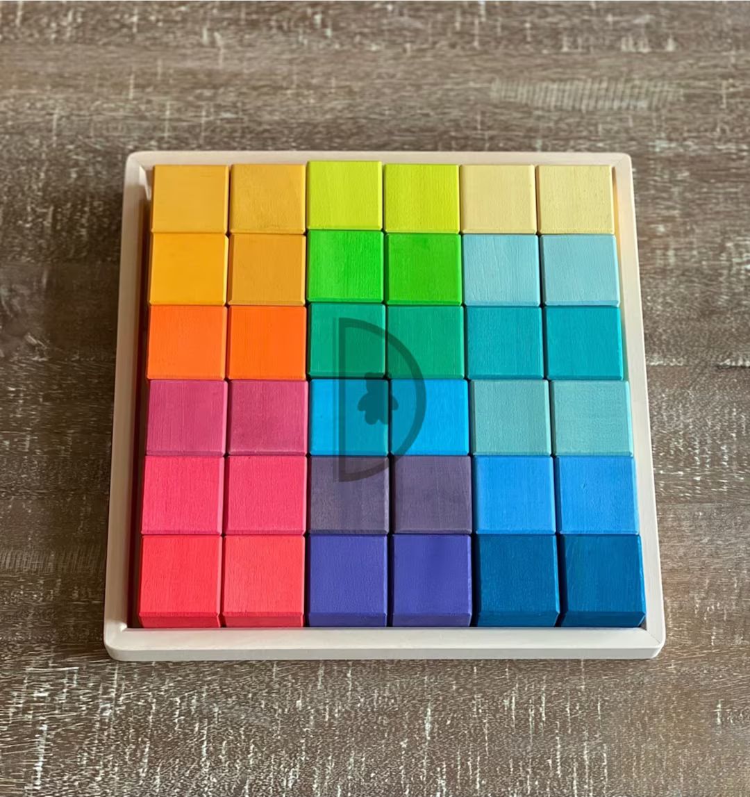 36 Pcs Mosaic Wooden Cubes Building Blocks Rainbow Pastel - Etsy | Etsy (US)