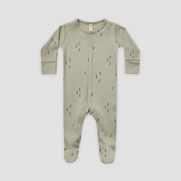 Q by Quincy Mae Baby Trees Brushed Jersey Footed Pajama - Sage Green | Target