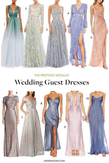 Metallic wedding guest dress ideas. Love a shimmery metallic look for formal events and black tie weddings 

#LTKStyleTip #LTKSaleAlert #LTKWedding