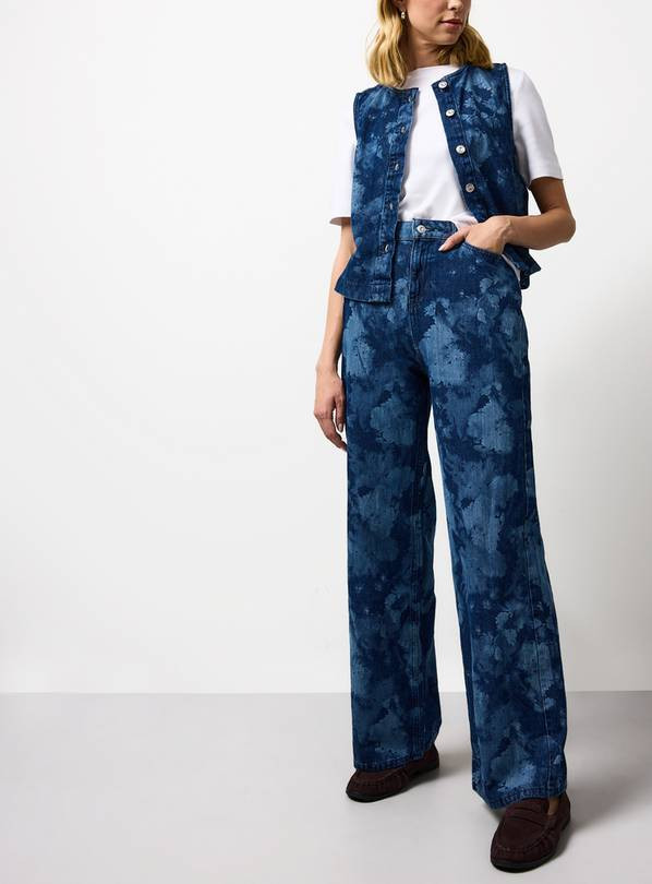 Floral Laser Print Wide Leg Jeans 16R | Tu Clothing