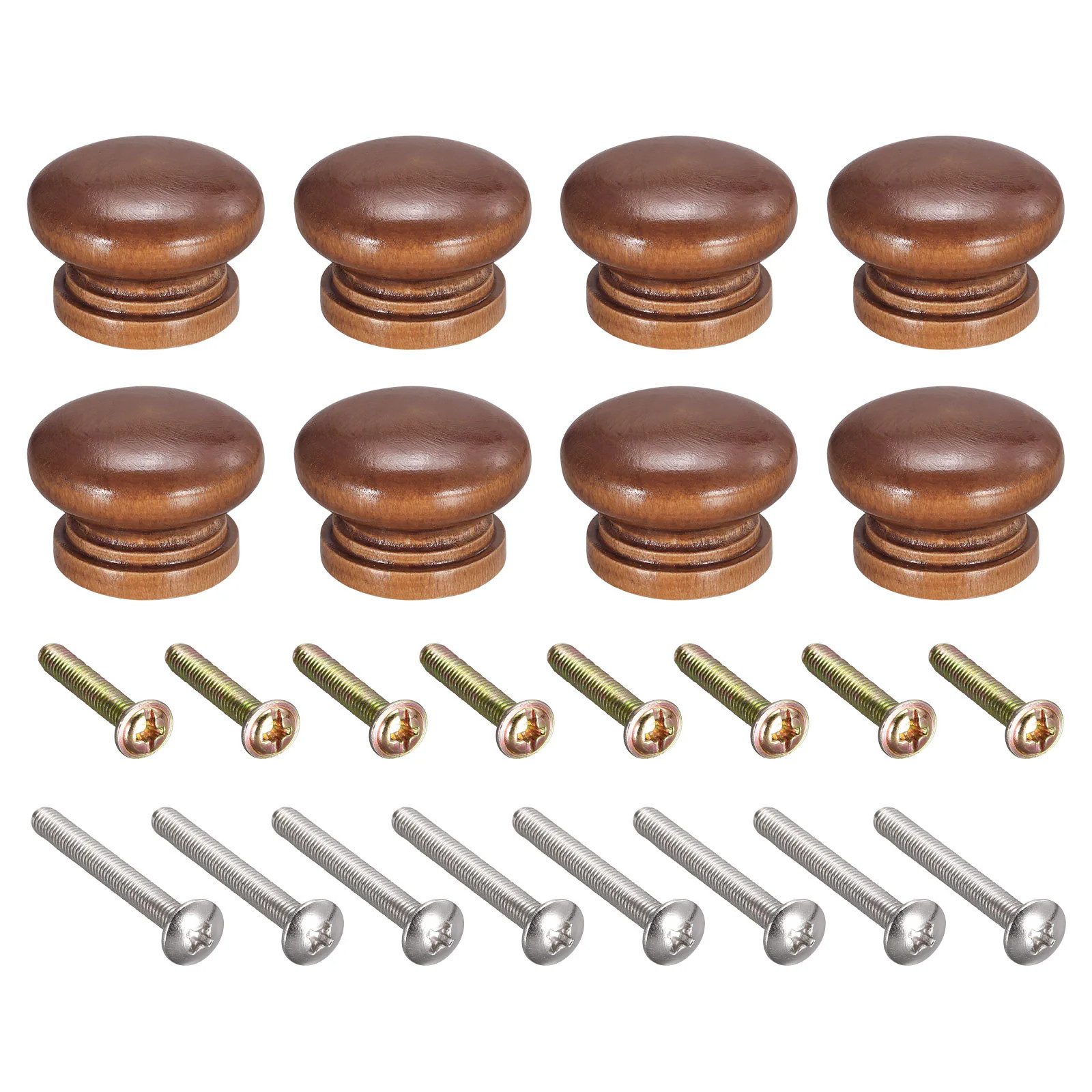 Unique Bargains Round Wood Knobs 8pcs33x23mm Pull Handles for Drawer with Screws Coffee one_size | S25093000UX4080 | Lowe's