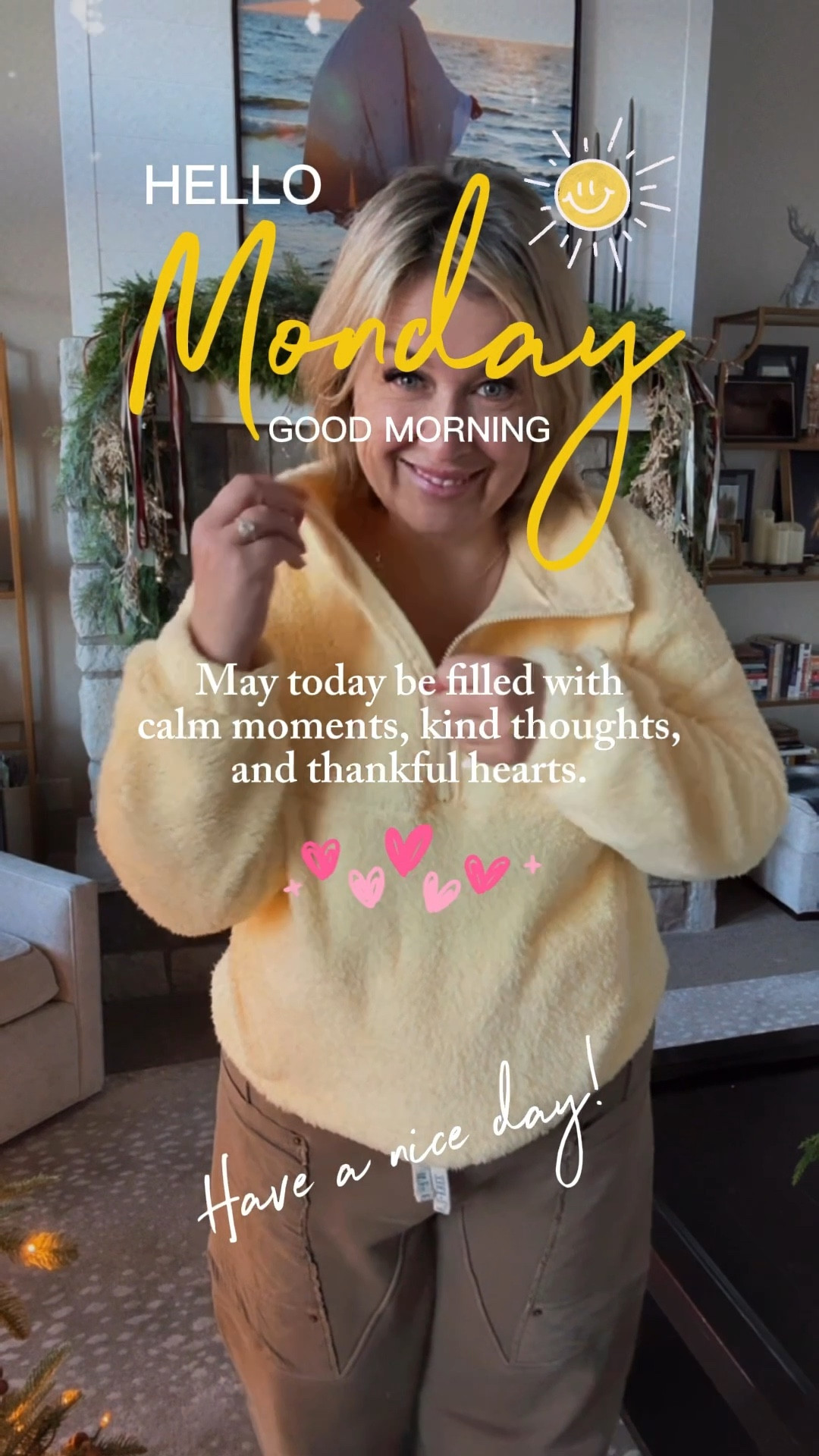 Hello Monday ☀️
Starting the week slow, cozy, and grateful.
Calm moments. Kind thoughts. Thankful heart.
That’s the energy I’m choosing today 
monday morning inspiration. midlife positivity. cozy morning vibes. women over 40 life. slow living moments. grateful heart mindset. everyday joy. midlife confidence

#LTKMidsize #LTKGiftGuide #LTKOver40