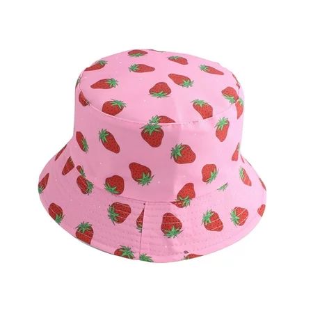 Gueuusu Women Men Strawberry Bucket Hats Summer Reversible Fisherman Caps | Walmart (US)