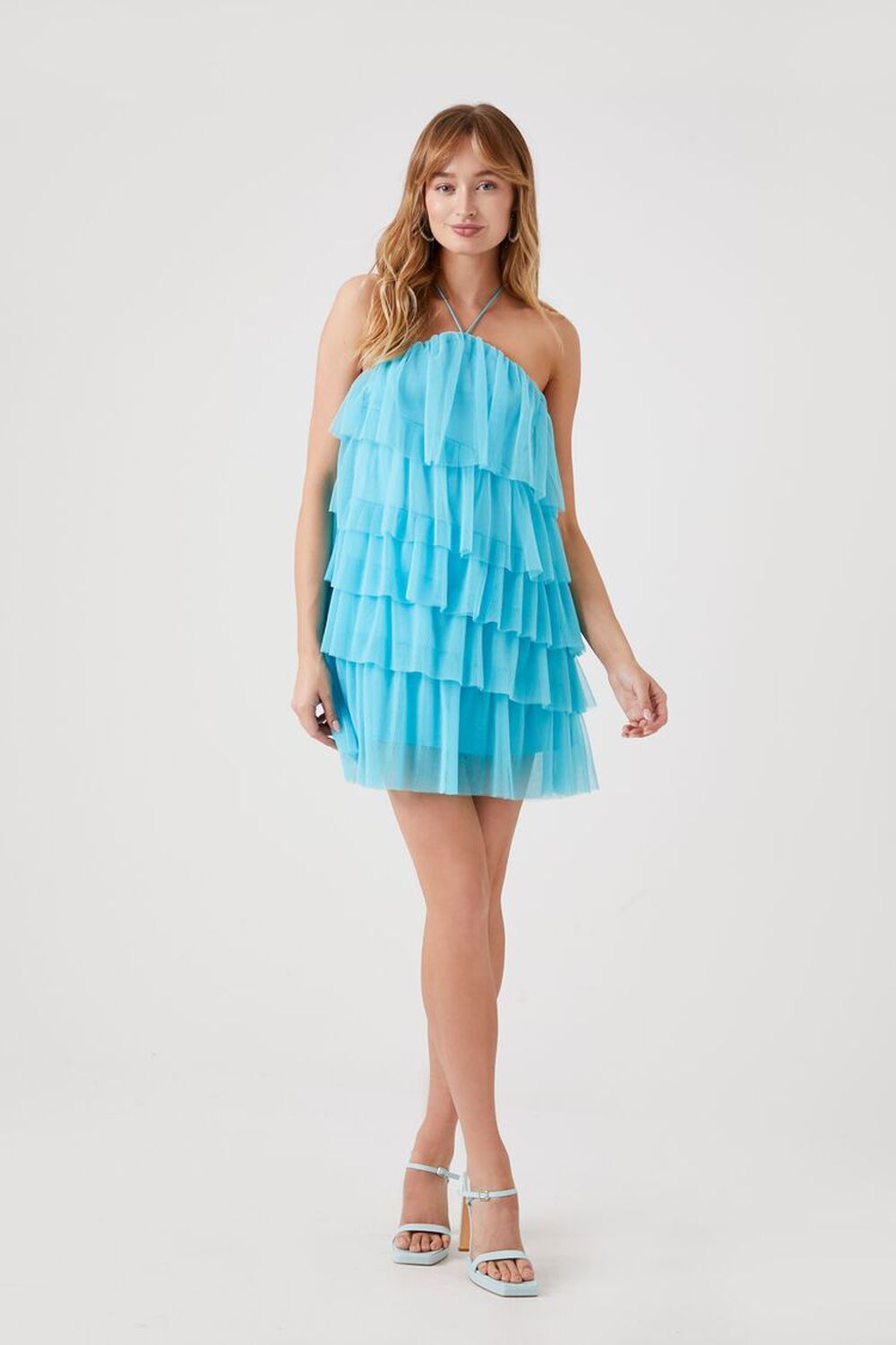 Tiered Mesh Halter Mini Dress | Forever 21 (US)