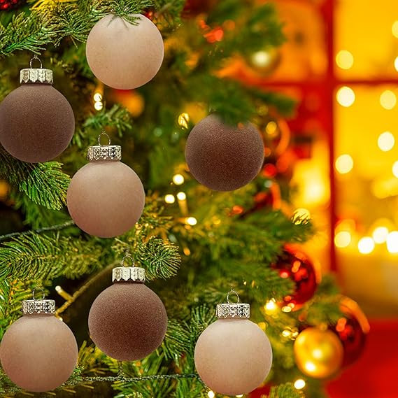 12Pcs Velvet Christmas Balls, Flocked Christmas Tree Ball Ornaments, Xmas Decorative Hanging Orna... | Amazon (US)