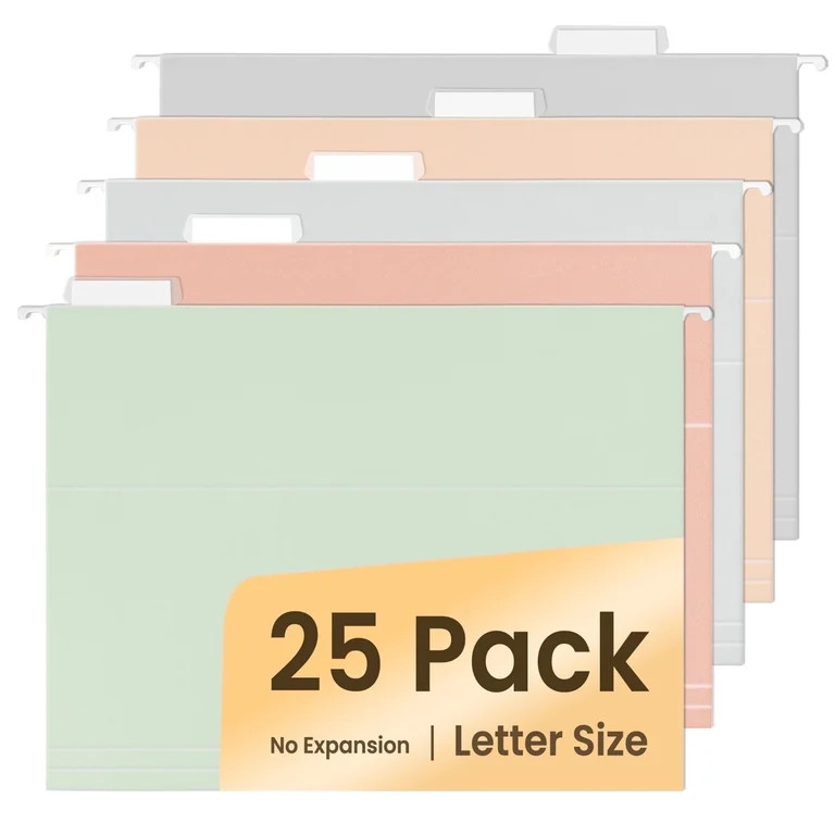 SUNEE 25 pack Pastel Colors  Hanging File Folders with 1/5-cut Tabs | Walmart (US)