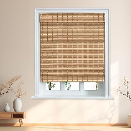 ARLO BLINDS Sheer Bamboo Roman Shades with Valance - Tuscan, 32" W x 60" H - Light Filtering Cord... | Amazon (US)