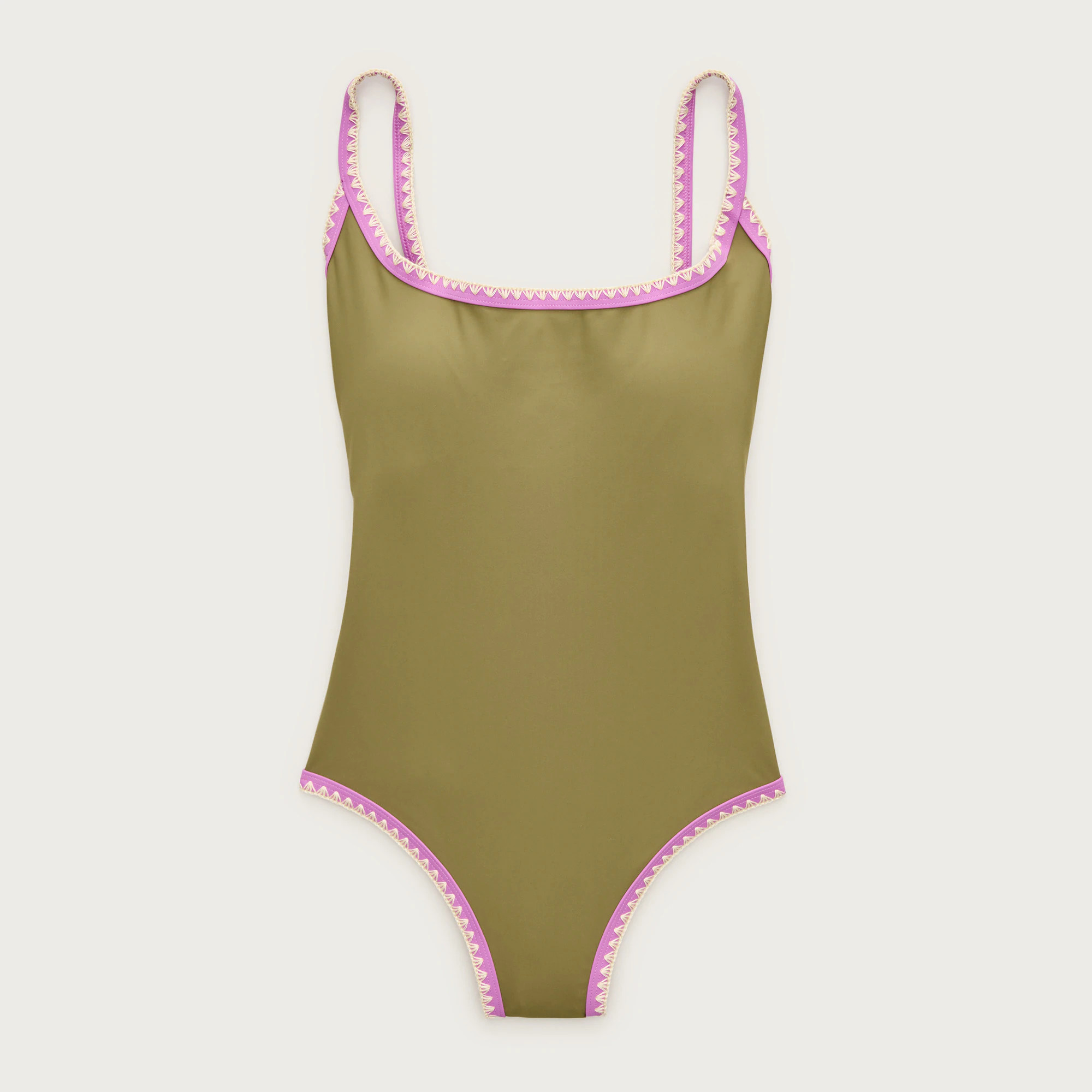 Crochet-trim scoopback one-piece | J. Crew US