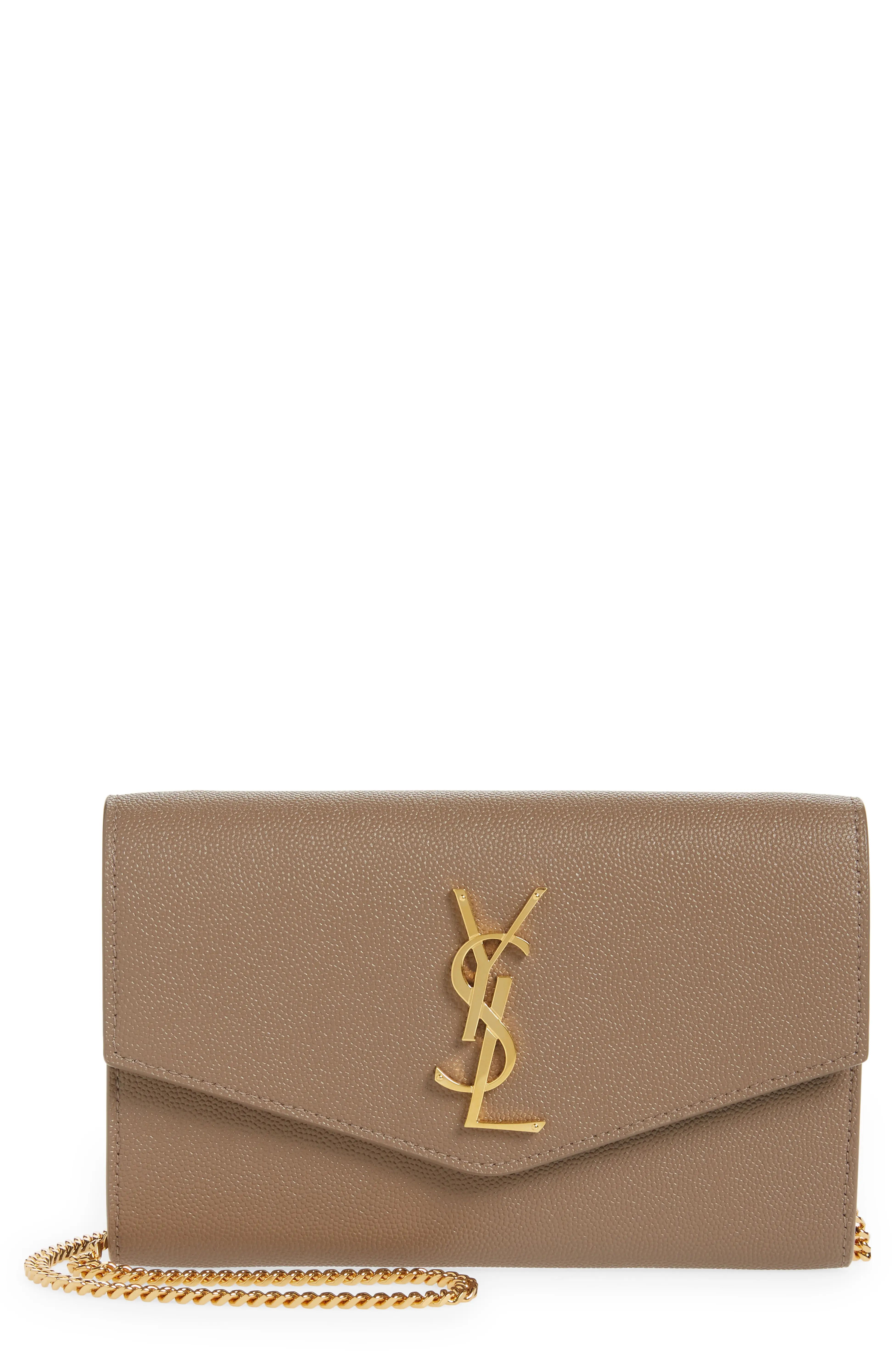 Uptown Pebbled Calfskin Leather Wallet on a Chain | Nordstrom