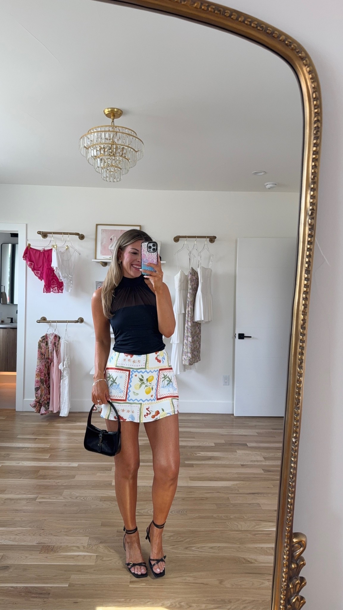 Abercrombie skort styled with black halter summer date night event outfit 

Wearing my usual small/2

Electric picks: use code emerson20