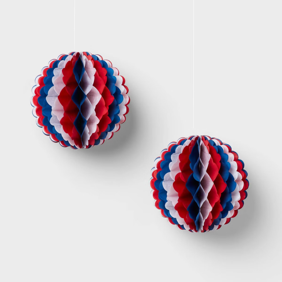 2ct Hanging Round Honeycomb Dangler Party Decorations Red White and Blue - Sun Squad™ | Target