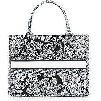 FENGJINRUHUA Fashion Luxury Tote Bag Cotton Linen Handbag Large Capacity Jacquard Retro Exquisite | Amazon (US)