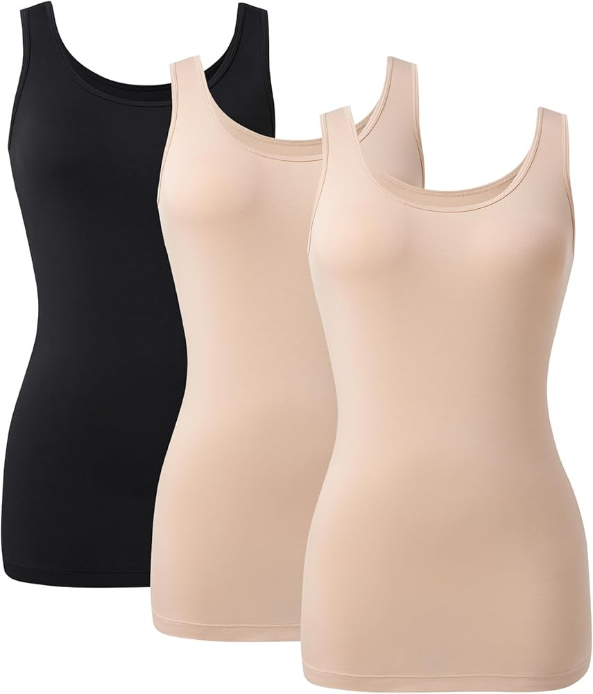 DAVID ARCHY Women's Cotton Camisole Tops Long Tank Top for Women 3 Pack | Amazon (US)