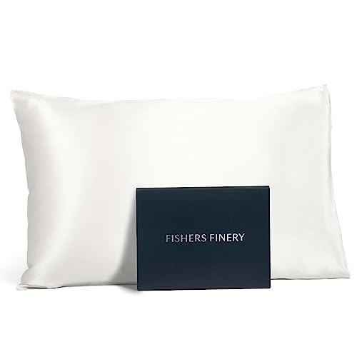 Fishers Finery 25mm 100% Pure Mulberry Silk Pillowcase (White Queen) | Amazon (US)