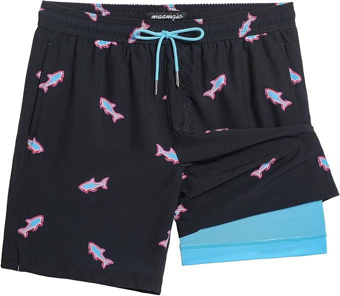 maamgic Mens Swim Trunks with Compression Liner 7 Inch Inseam Mens Bathing Suit Quick Dry Swimmin... | Amazon (US)