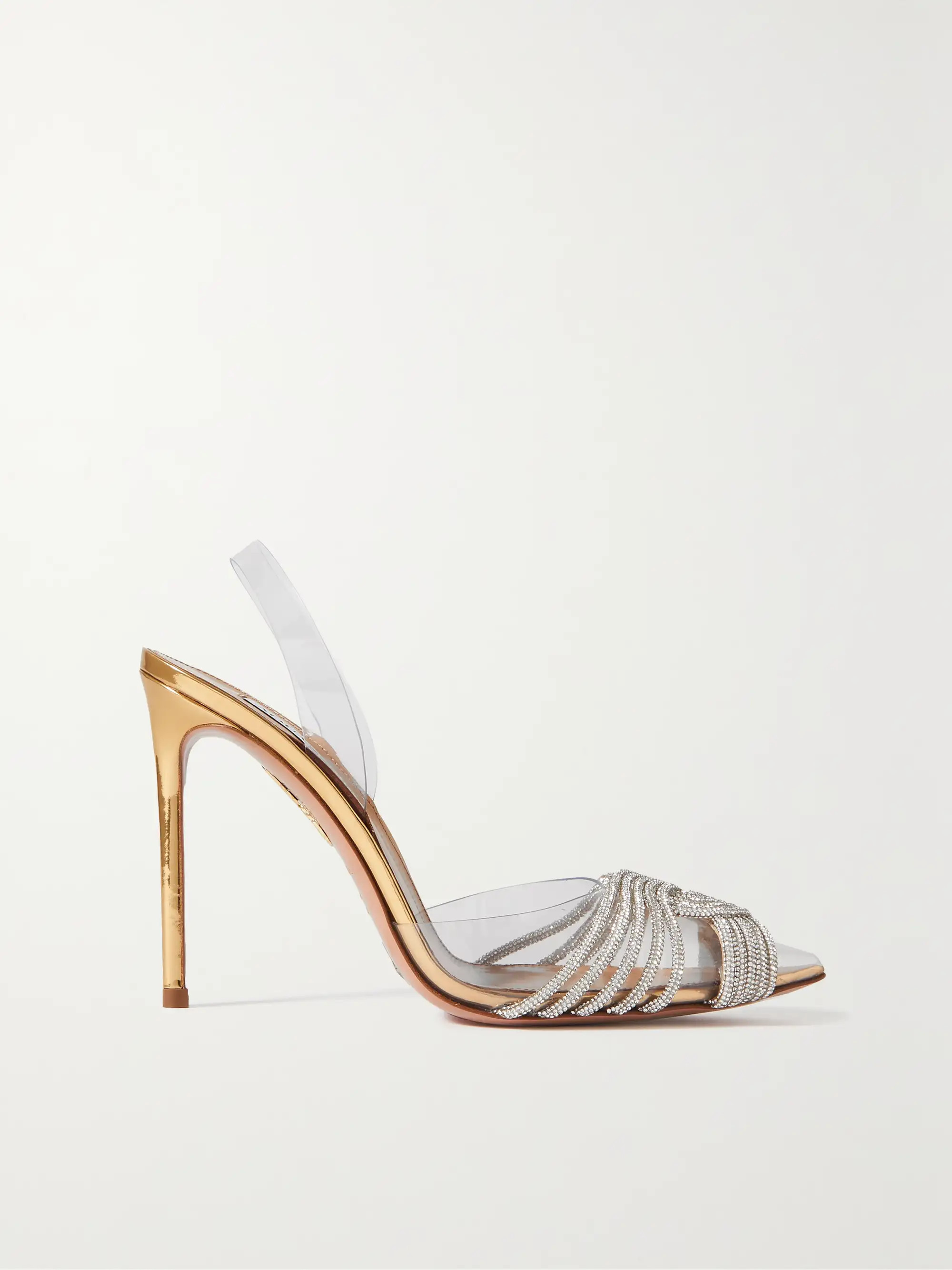 Gatsby Sling 105 crystal-embellished PVC and metallic leather pumps | NET-A-PORTER (UK & EU)
