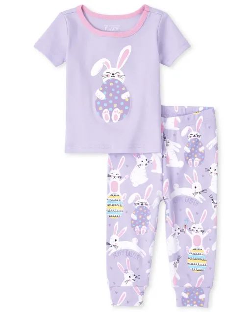 Baby And Toddler Girls Bunny Snug Fit Cotton Pajamas - lovely lavender | The Children's Place
