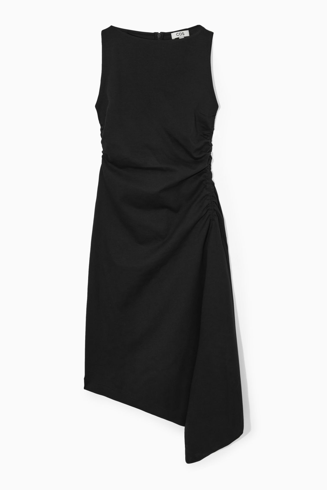 ASYMMETRIC GATHERED MIDI DRESS - BLACK - Dresses - COS | COS (US)