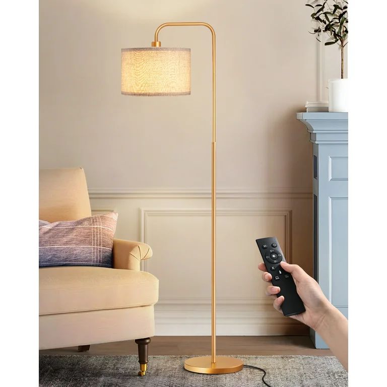 EDISHINE Modern Arc Gold Floor Lamps for Living Room with Remote, 5CCT, Dimmable, Metal Pole Lamp... | Walmart (US)