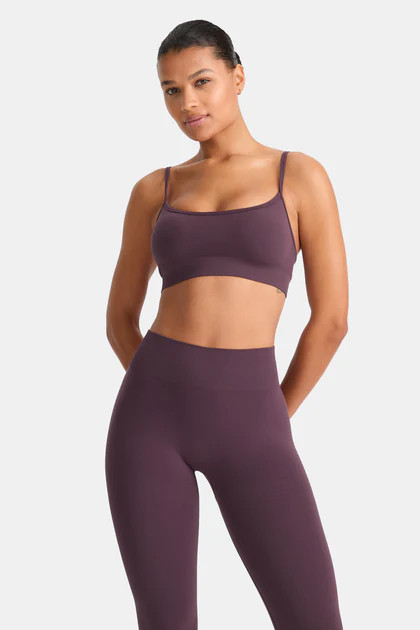 SCULPT SEAMLESS BANDEAU SPORTS BRA - PLUM MARL | TALA (UK)
