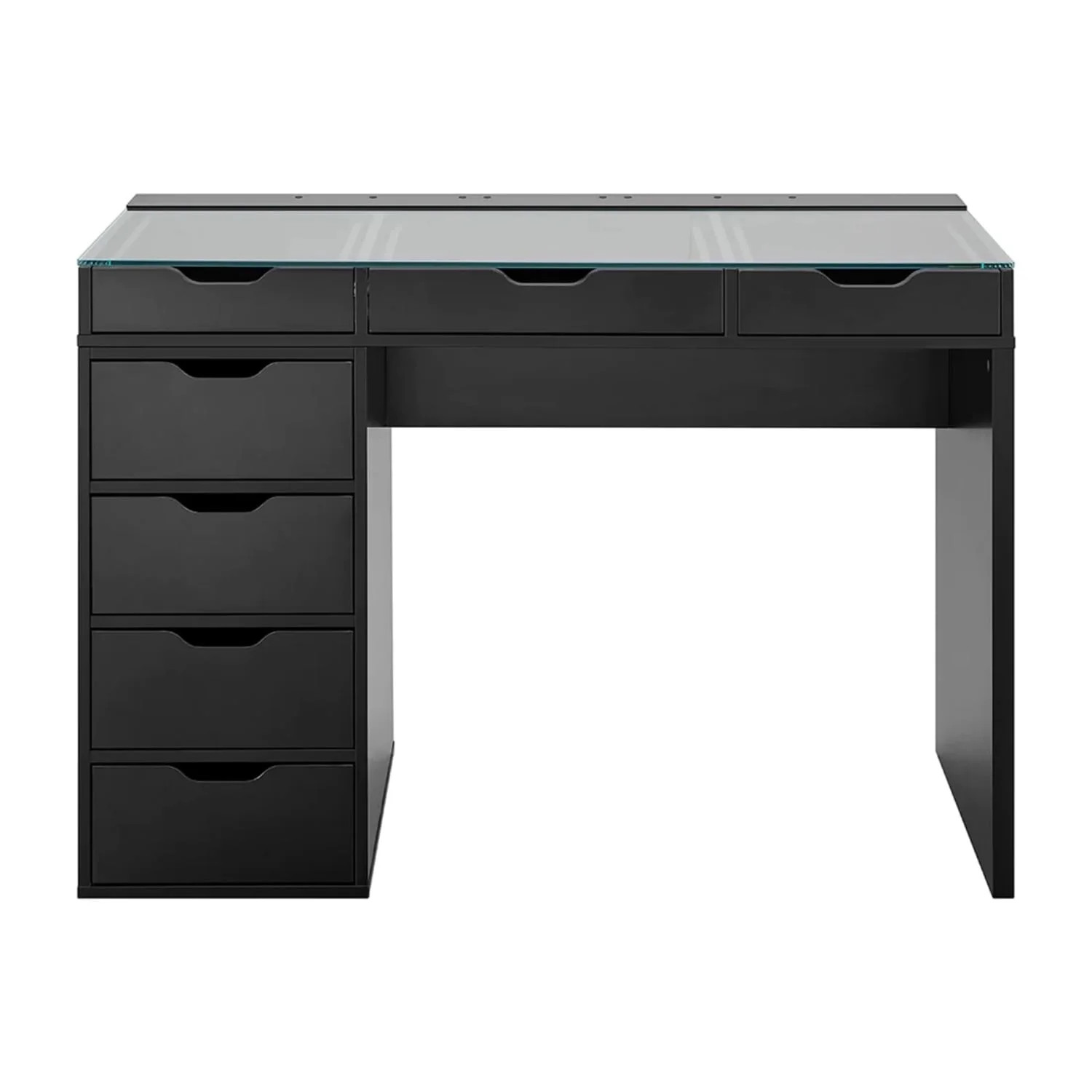 Impressions Vanity SlayStation Kendall Vanity Table with Drawers and Clear Glass Top (Black) - Wa... | Walmart (US)