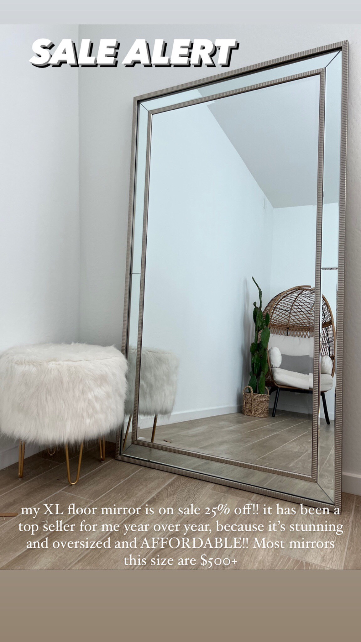 My XL floor mirror is on sale 20% off!! Now under $200 - it’s seriously stunning and adds so much to the room✨

Home decor Must have, Home finds, kirklands, mirror, large mirror, home decor, large floor mirror, Kirklands sale, Kirklands mirror sale, Kirklands home, large accent mirror

#LTKsalealert #LTKhome