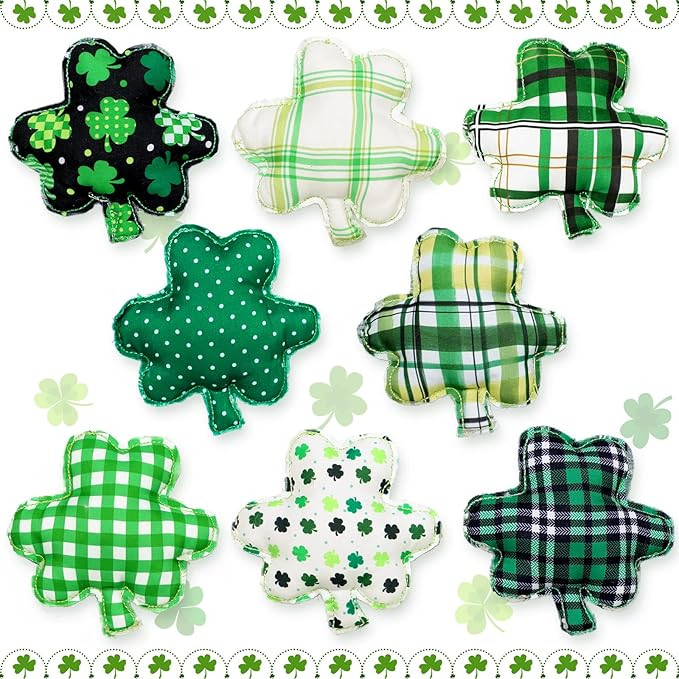 St. Patrick's Day Stuffed Fabric Shamrock, 8 Pieces Shamrock Shaped Ornaments, St. Patrick's Day ... | Amazon (US)