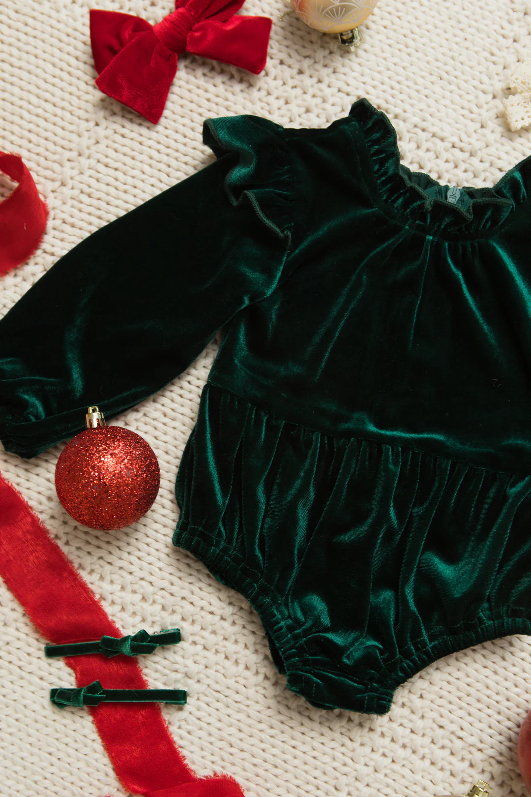 Baby Cleopatra Romper in Emerald Velvet | Ivy City Co