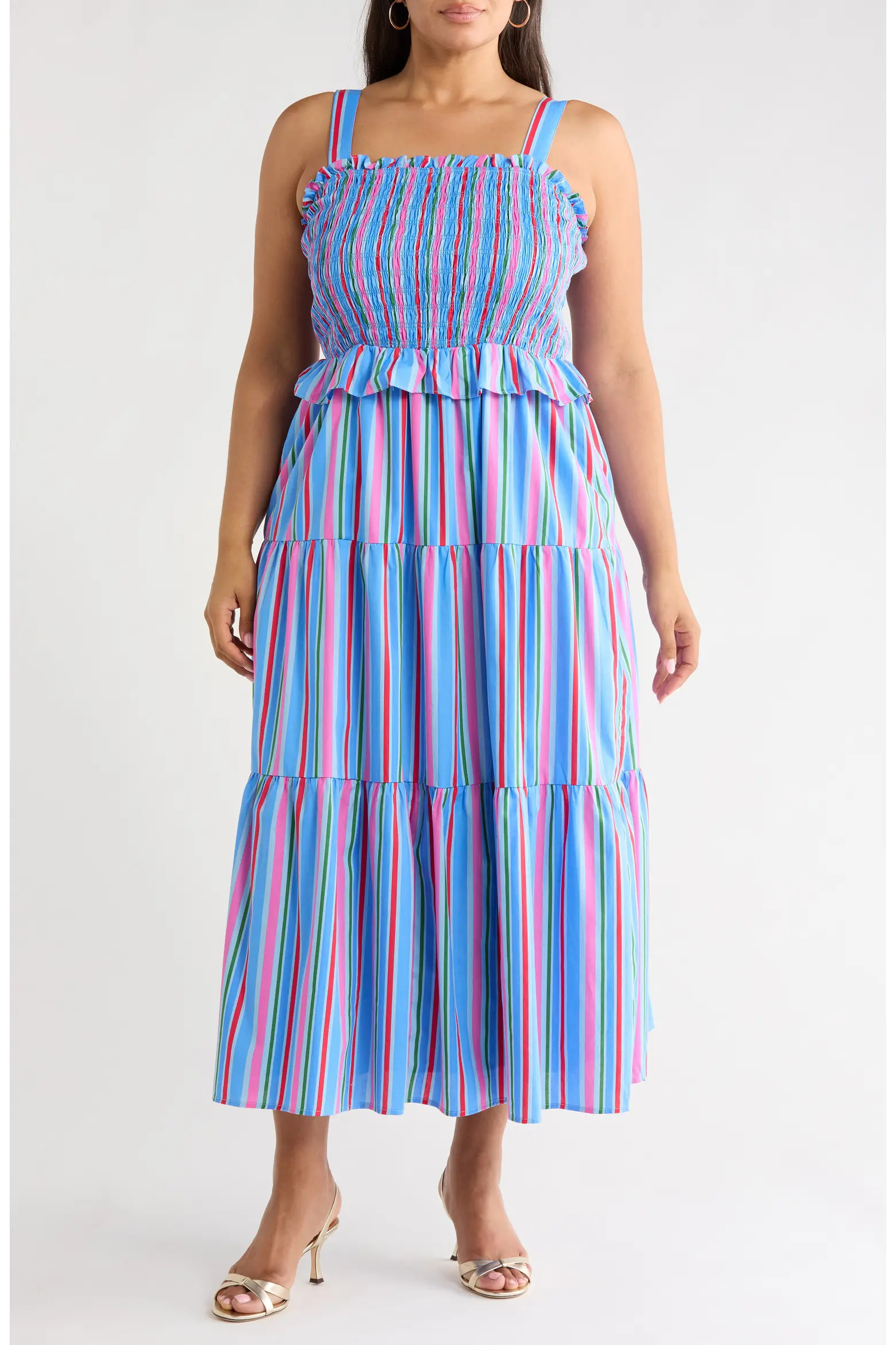 Jaimie Stripe Smocked Sleeveless Maxi Dress (Women) | Nordstrom | Nordstrom