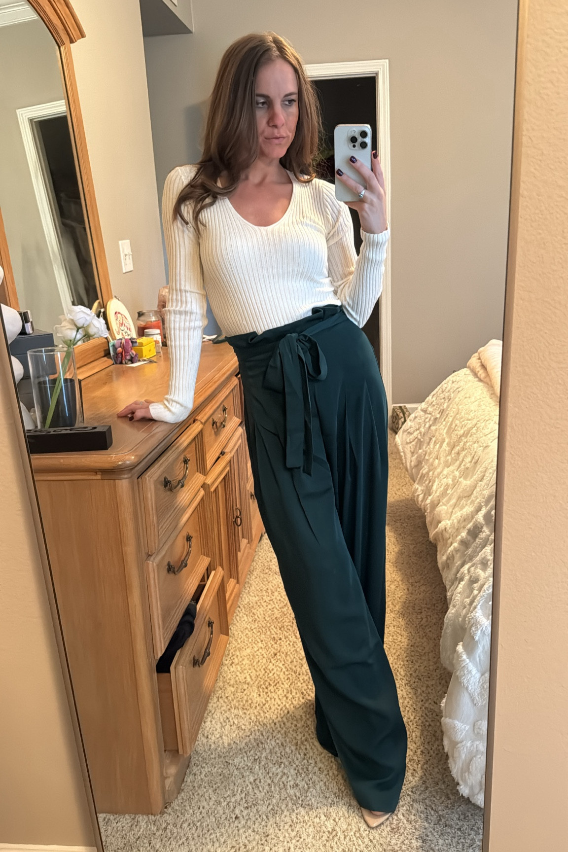 Love these pants! (Just need to be hemmed at the bottom bc #imshort) but they’re comfy and super cute for a holiday or work fit! 

#LTKCyberWeek #LTKSeasonal #LTKStyleTip