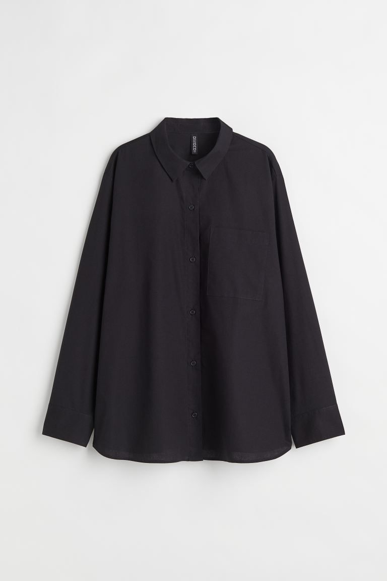 Oversized Poplin Shirt - Black - Ladies | H&M US | H&M (US + CA)