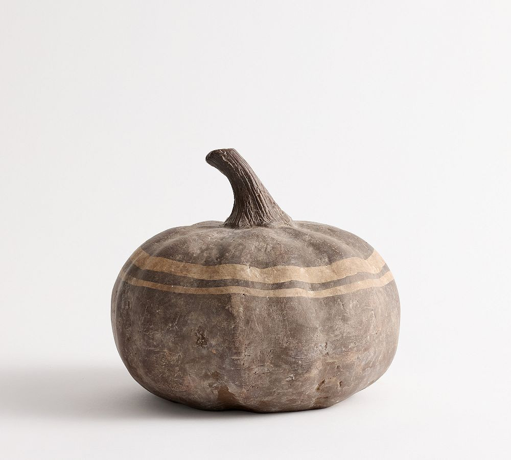 Brown Terracotta Striped Pumpkin | Pottery Barn (US)