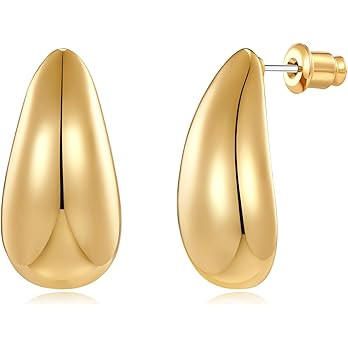 MUYAN Waterdrop Earrings for Women,Chunky Gold Silver Drop Earrings Fashion Jewelry Gift | Amazon (US)