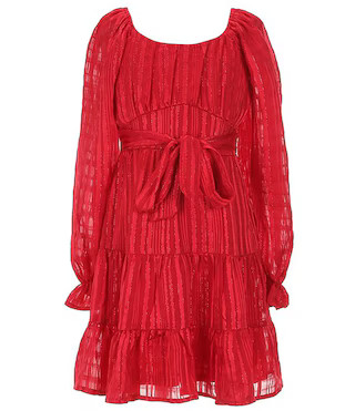 Allison & Kelly Big Girls Blouson-Sleeve Lurex-Shadow-Stripe Emma Dress | Dillard's | Dillard's