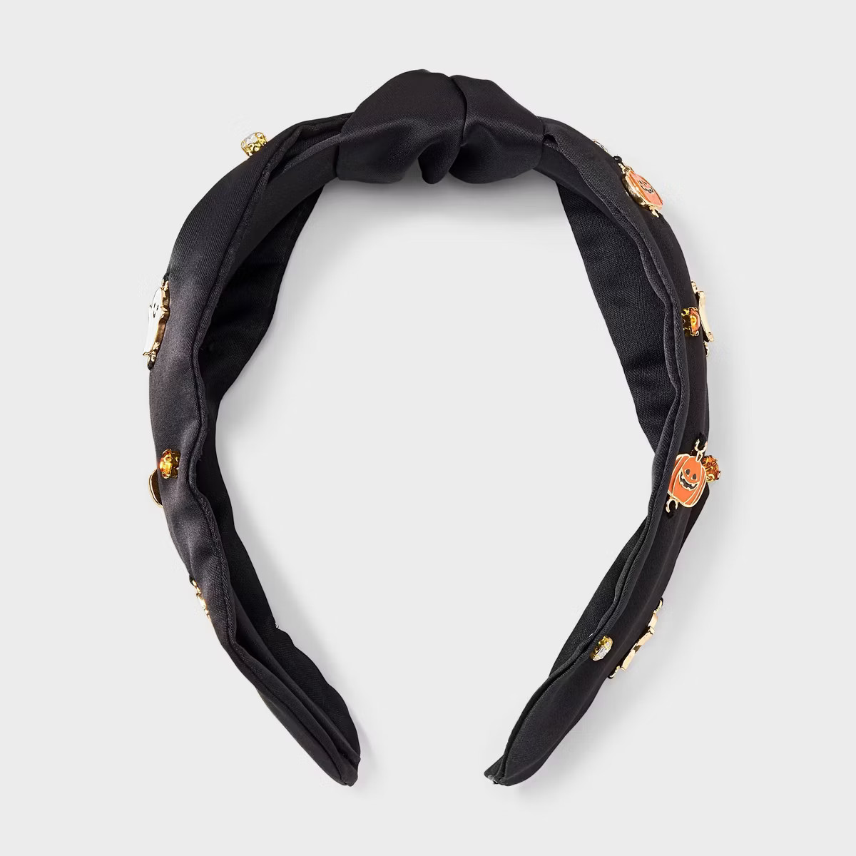 Halloween Ghost and Pumpkin Charm Top Knot Headband - Black | Target