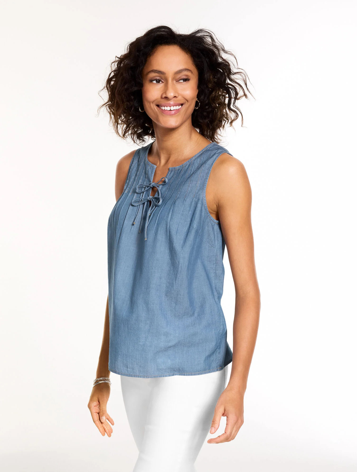 Tie Neck Pintuck Shell | Talbots