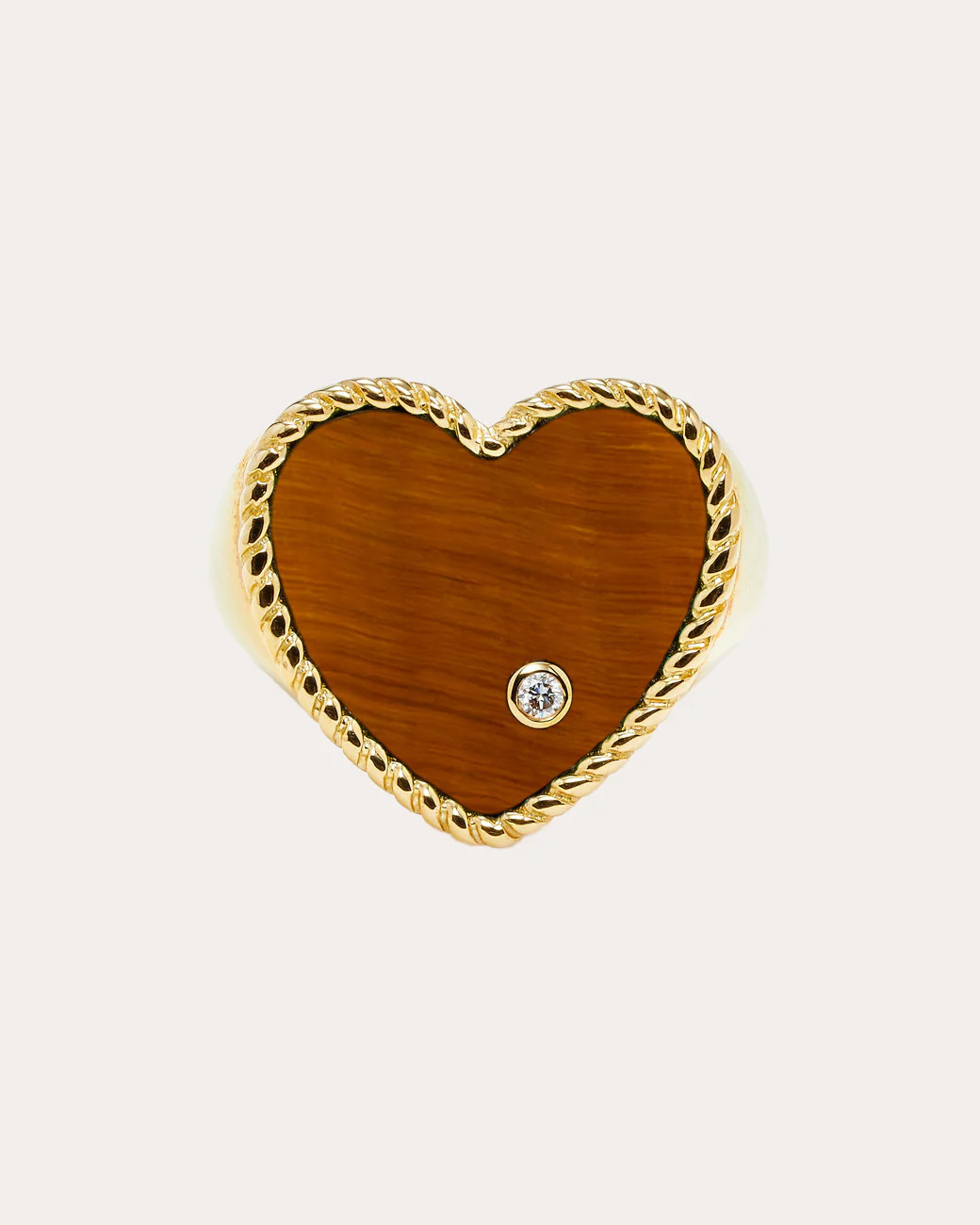 Yvonne Léon Women's Tiger's Eye Heart Signet Ring 9K Gold | Olivela
