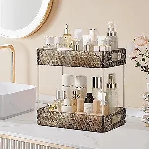Makeup Organizer for Vanity, High-Capacity Clear Makeup Storage Perfume Organizers,Cosmetic Displ... | Amazon (US)
