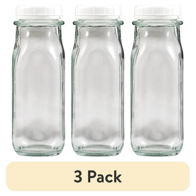 (3 pack) Plaid Surfaces Glass Milk Bottle, 9.46 oz Clear Customizable Bottle for DIY Arts and Cra... | Walmart (US)