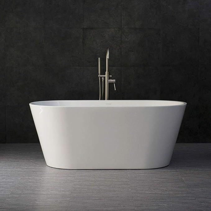 WOODBRIDGE 59" Acrylic Freestanding Bathtub Contemporary Soaking Tub with Brushed Nickel Overflow... | Amazon (US)